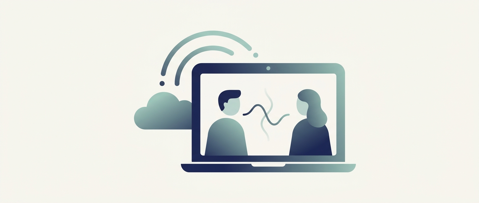 Illustration of an online video physiotherapy consultation